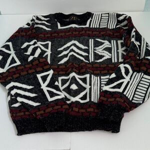 Force1 Abstract Pattern Crewneck Sweater - Black, White, Red, Brown